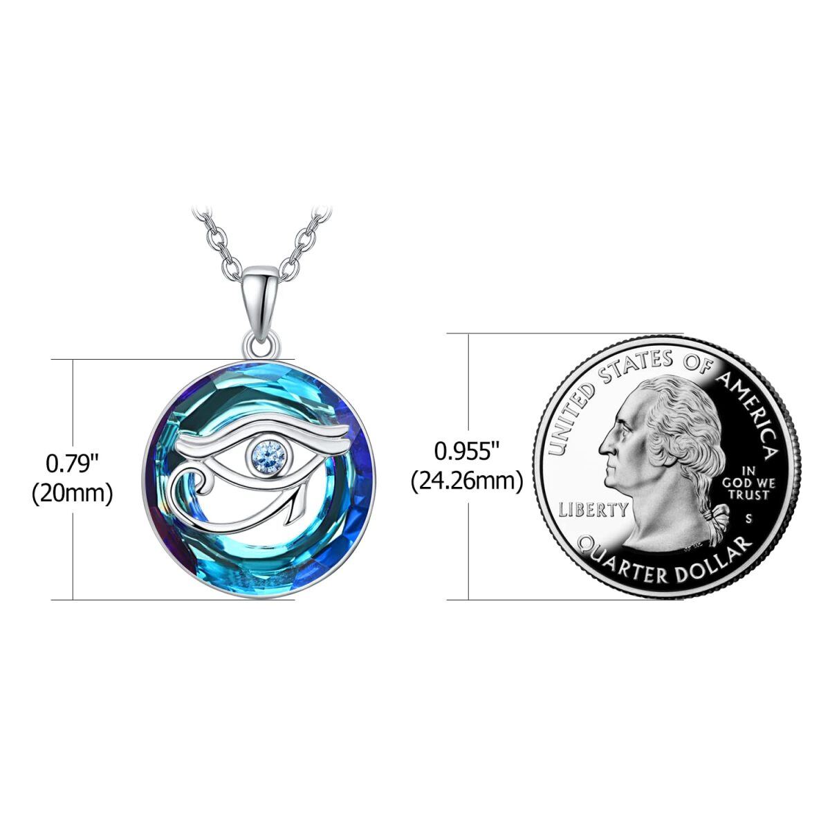 Collier en argent sterling avec pendentif œil d'Horus en cristal bleu de forme circulaire-6