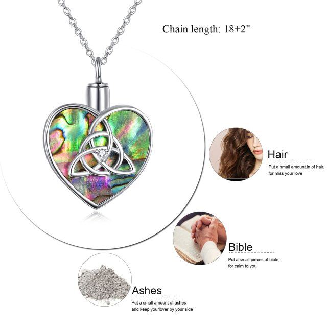 Sterling Silver Circular Shaped Abalone Shellfish Celtic Knot Pendant Necklace-3