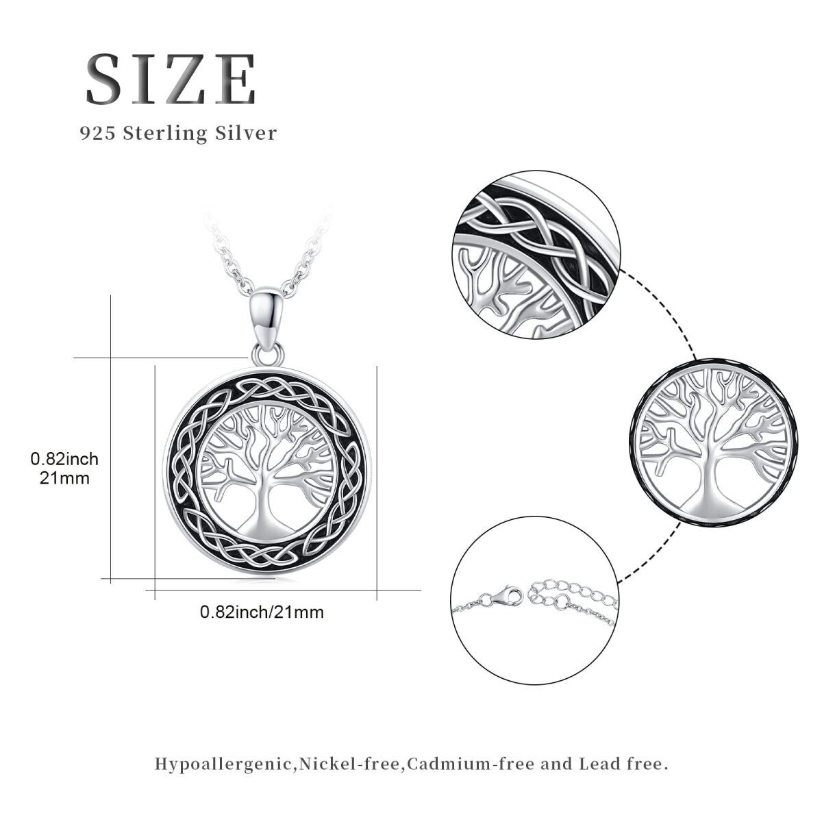 Sterling Silber Baum des Lebens & keltischen Knoten Anhänger Halskette-6