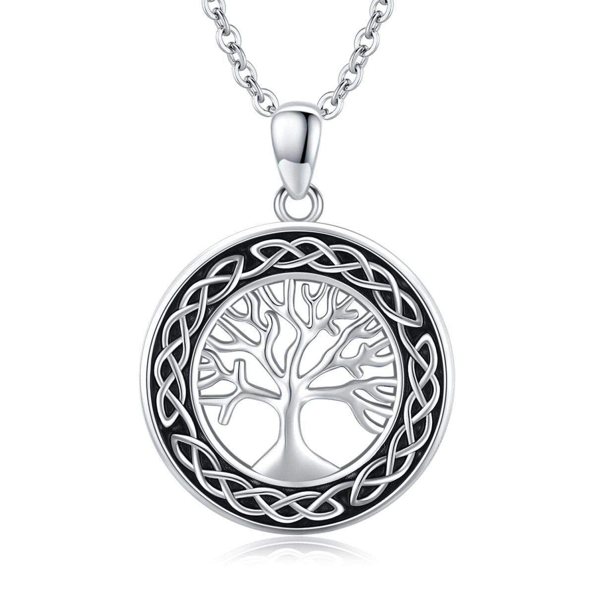 Collar de plata de ley con árbol de la vida y nudo celta-1
