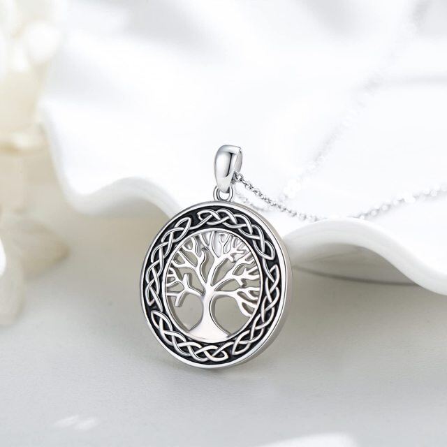 Sterling Silver Tree Of Life & Celtic Knot Pendant Necklace-3