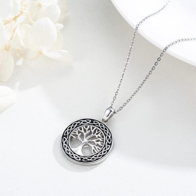 Sterling Silver Tree Of Life & Celtic Knot Pendant Necklace-5