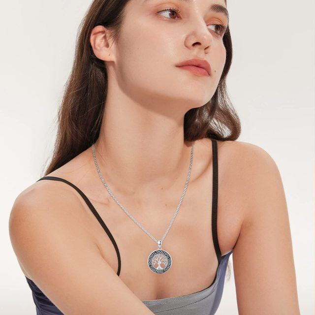 Collier en argent sterling avec pendentif arbre de vie et nœud celtique-2