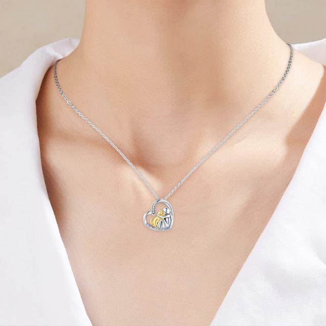 Sterling Silver Cubic Zirconia Cat & Heart Urn Necklace for Ashes with Engraved Word-3