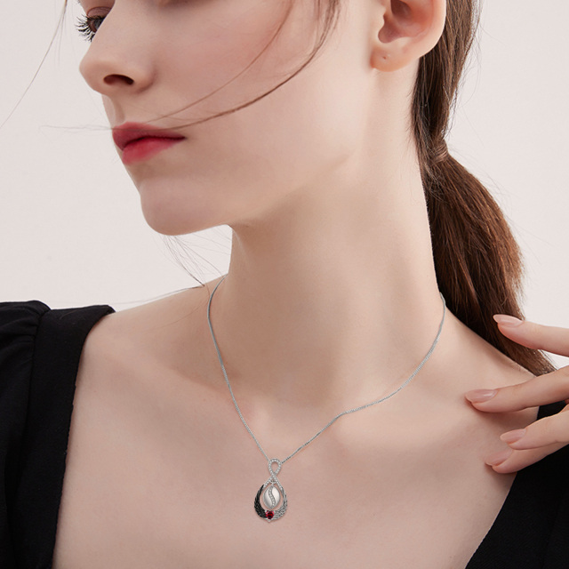 Collier Urne en argent sterling bicolore avec cœur en zircon cubique, symbole infini et ai-1