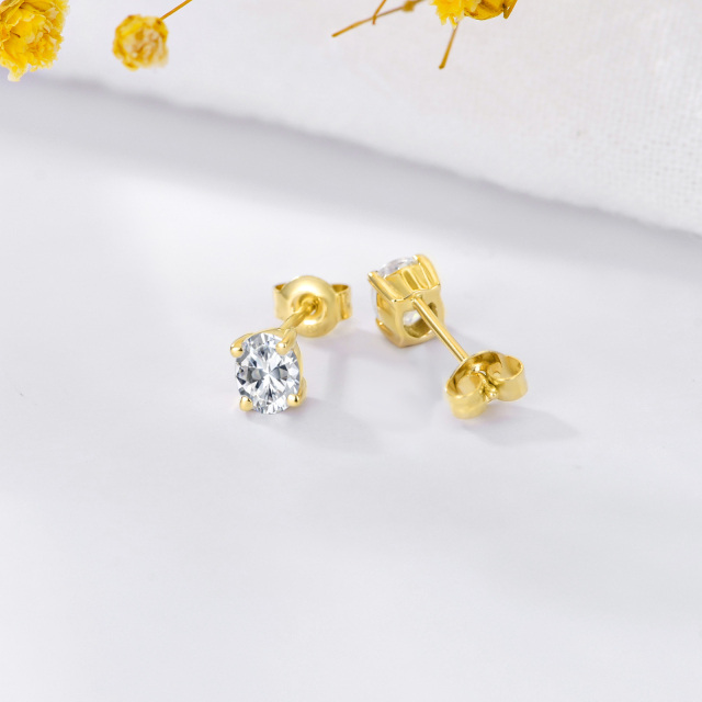 Boucles d'oreilles à tige en or jaune 14 carats avec papillons dorés, coupe ovale, en zircone cubique, pour femmes-3