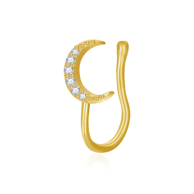 14K Gold Moon Zircon Nose Ring Jewelry Gift for Women Girls Party-0