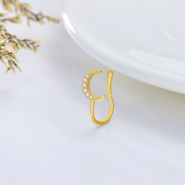 14K Gold Moon Zircon Nose Ring Jewelry Gift for Women Girls Party-2