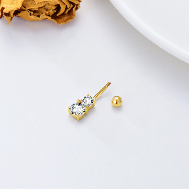 14K Gold Cubic Zirconia Belly Button Ring-3