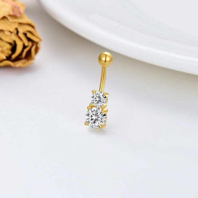 14K Gold Cubic Zirconia Belly Button Ring-2