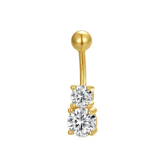 14K Gold Cubic Zirconia Belly Button Ring