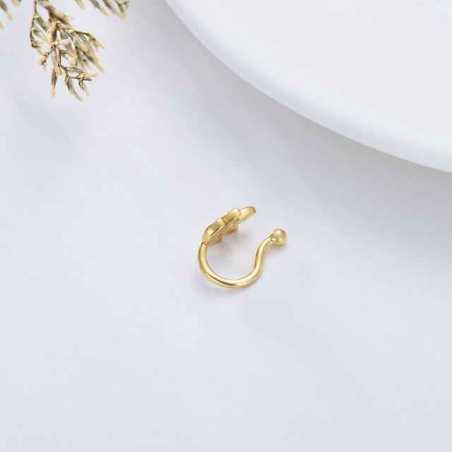 14K Gold Cubic Zirconia Leaves Nose Ring-3