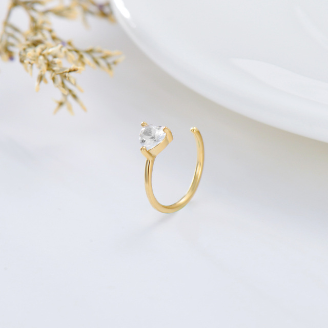 14K Gold Heart Shaped Opal Nose Ring-2