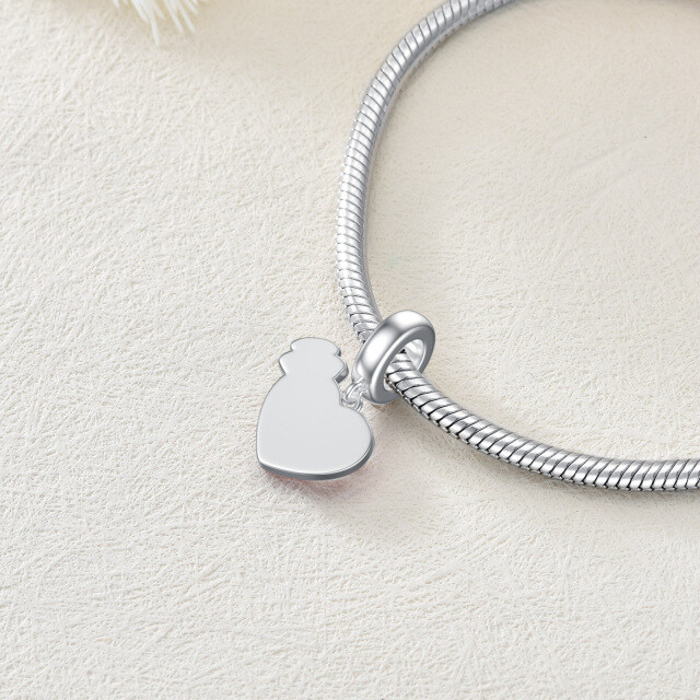 Sterling Silver Heart Shaped Crystal Heart Dangle Charm-4