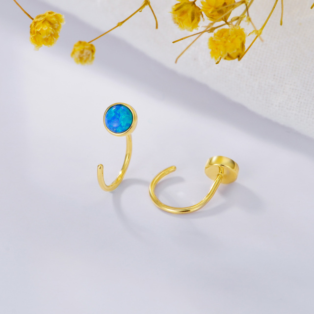 Boucles d'oreilles pendantes en or 14K avec opale-3