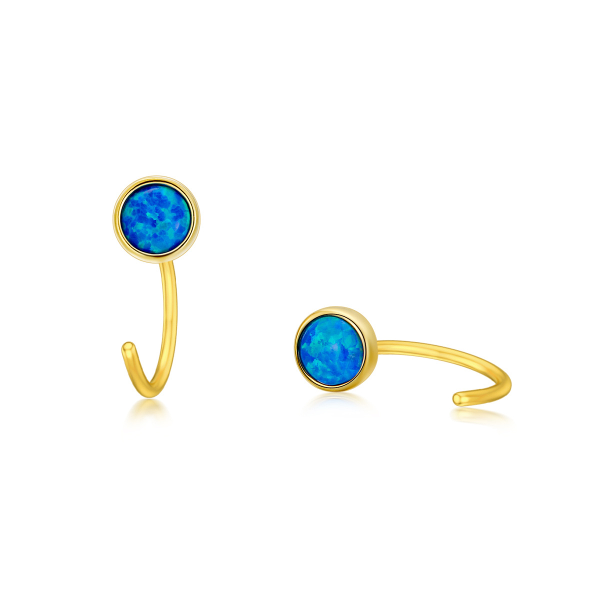 Boucles d'oreilles pendantes en or 14K avec opale-1