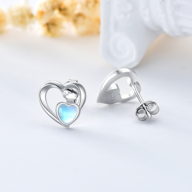 Heart Moonstone Earrings Ladies 925 Sterling Silver Moonstone Heart Jewelry Gift for Women Girls-3