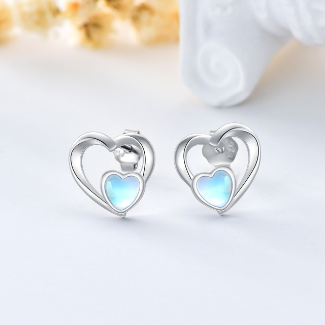 Heart Moonstone Earrings Ladies 925 Sterling Silver Moonstone Heart Jewelry Gift for Women Girls-2