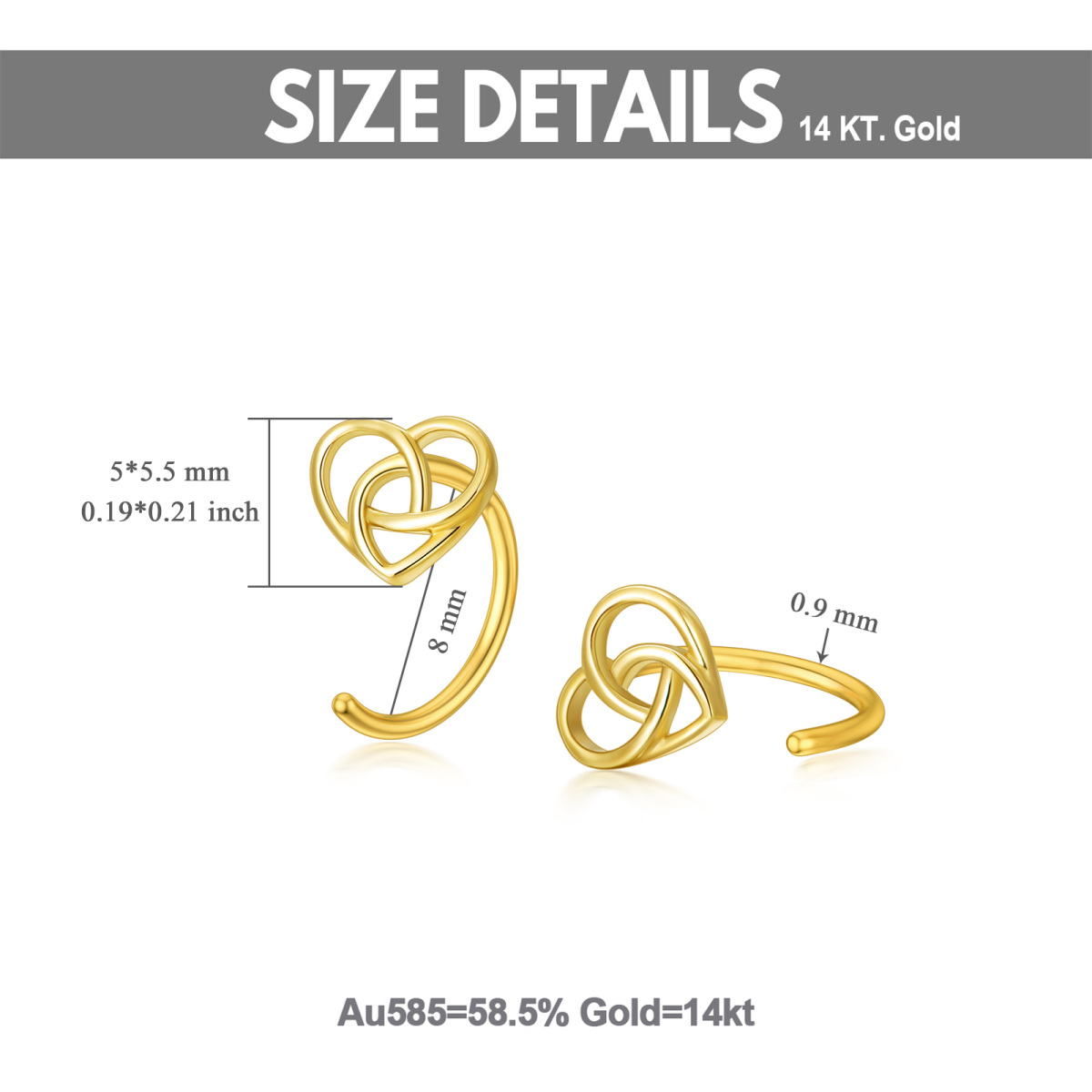 Boucles d'oreilles cœur en or 14K-5
