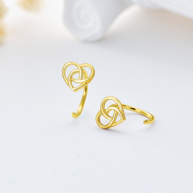 Boucles d'oreilles cœur en or 14K-3