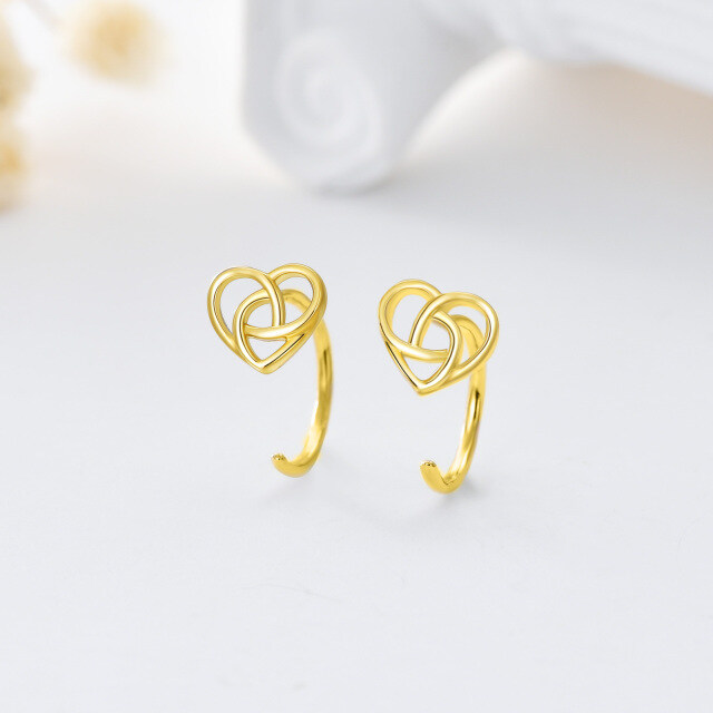 14K Gold Heart Hoop Earrings-2