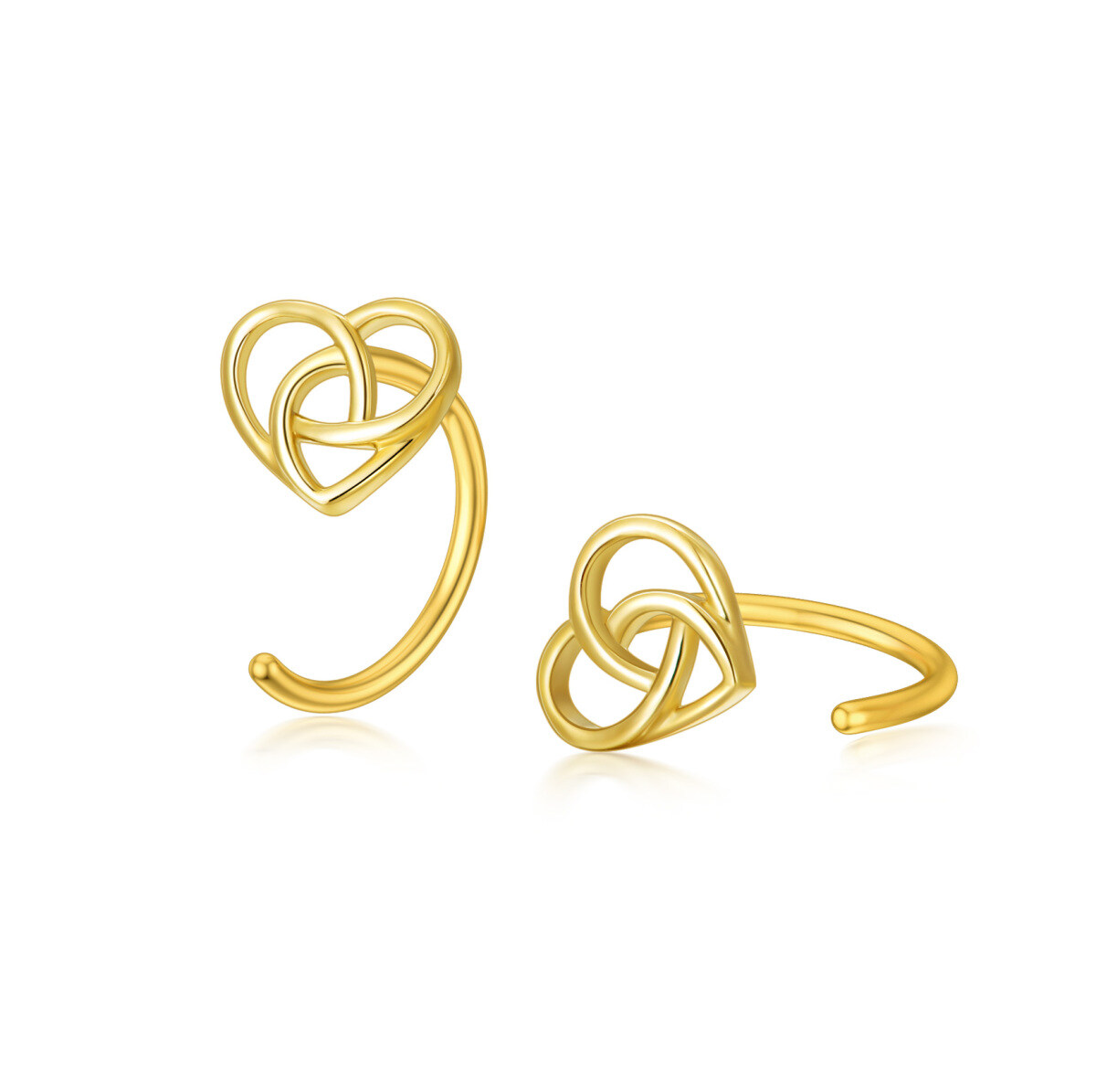 14K Gold Heart Hoop Earrings-1