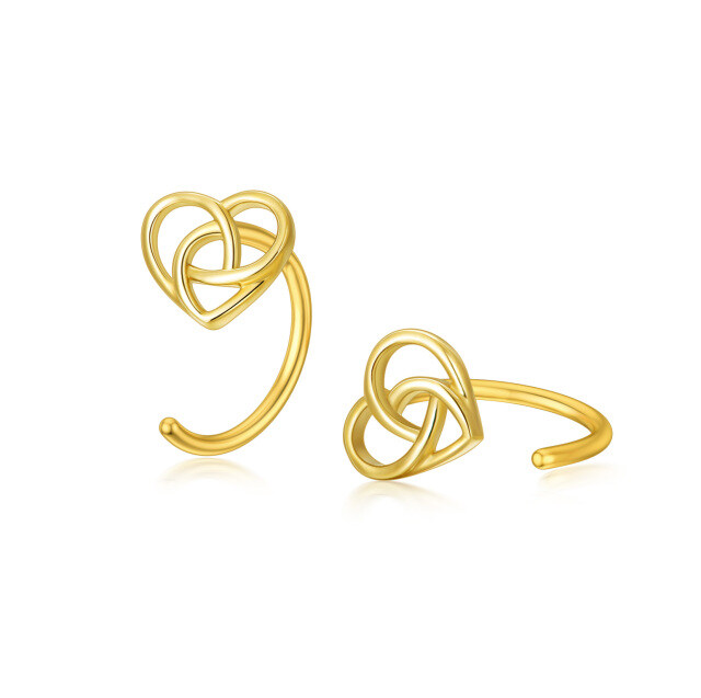 14K Gold Heart Hoop Earrings-0