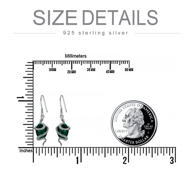 Sterling Silver Oval Shaped Crystal Snake Drop Earrings-5