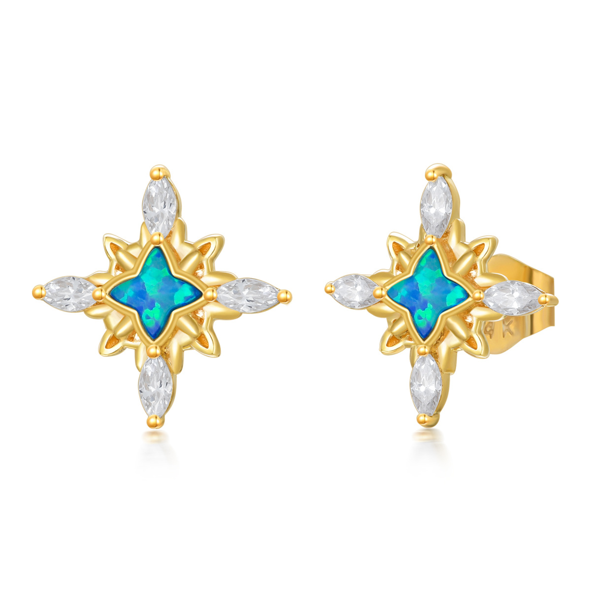 14K Gold Opal Sterne Ohrstecker-1