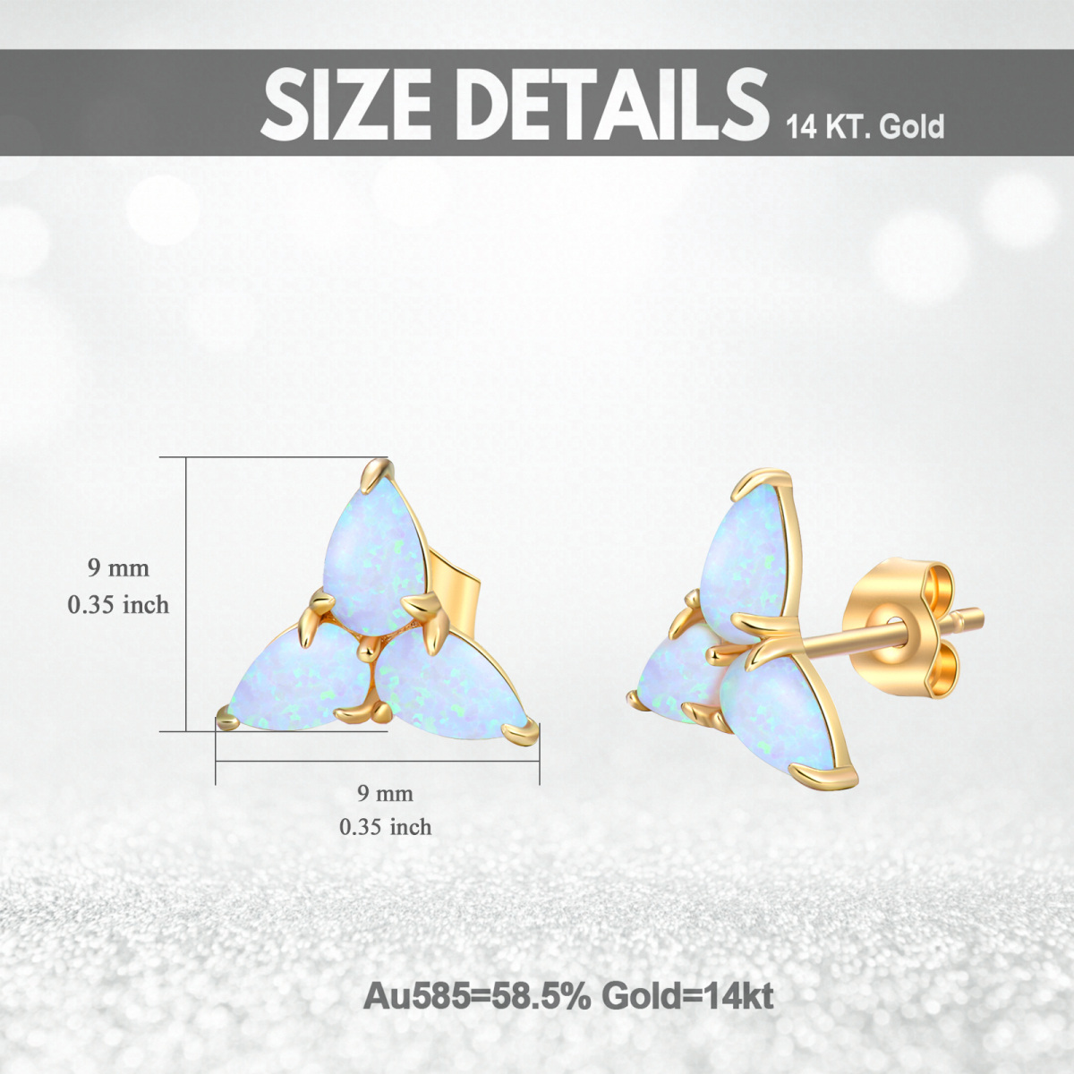 14K Gold Opal Triangle Stud Earrings-6