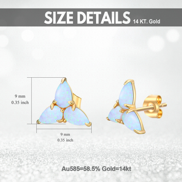 14K Gold Opal Triangle Stud Earrings-5