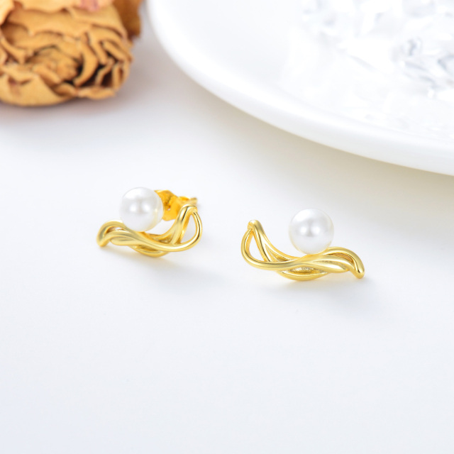 Boucles d'oreilles à tige en perles irrégulières plaquées or, cadeaux en argent sterling pour femmes et filles-2