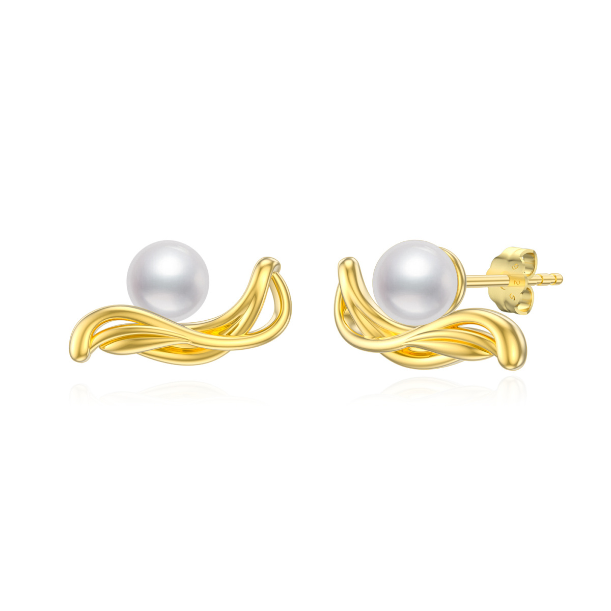 Gold Plated Irregular Pearl Stud Earrings Sterling Silver Gifts For Women Girls-1