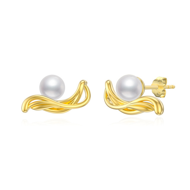 Gold Plated Irregular Pearl Stud Earrings Sterling Silver Gifts For Women Girls-0