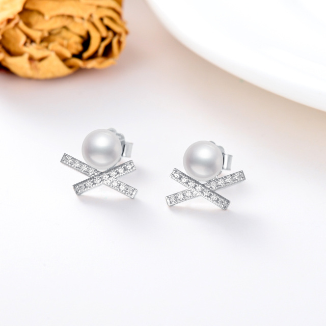 Pearl Stud Earrings in Sterling Silver Gifts for Her Pearl Earring-2