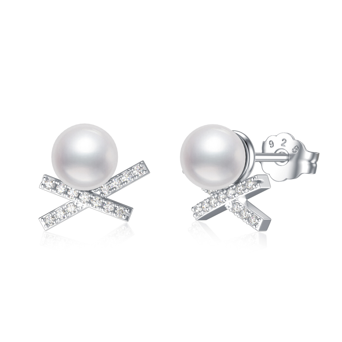 Boucles d'oreilles à tige en perles en argent sterling Cadeaux pour elle Boucle d'oreille en perles-1