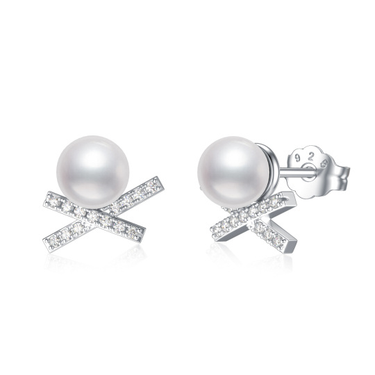 Pearl Stud Earrings in Sterling Silver Gifts for Her Pearl Earring