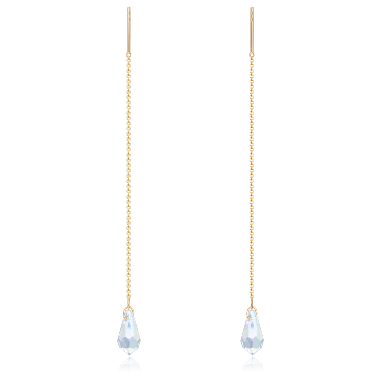 14K Gold Pear Shaped Moonstone Drop Shape Drop Earrings-1