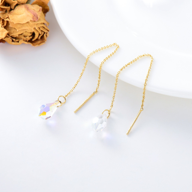 14K Gold Pear Shaped Moonstone Drop Shape Drop Earrings-3