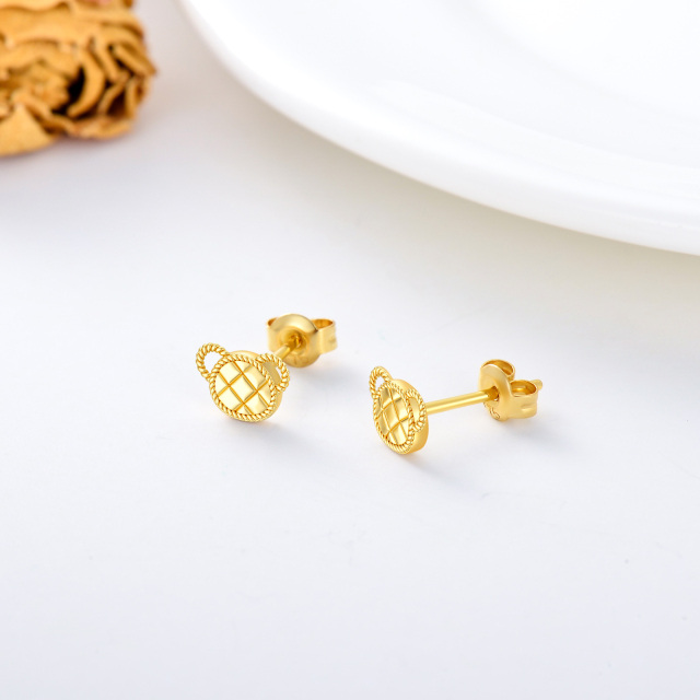 9K Gold Bear Stud Earrings-3