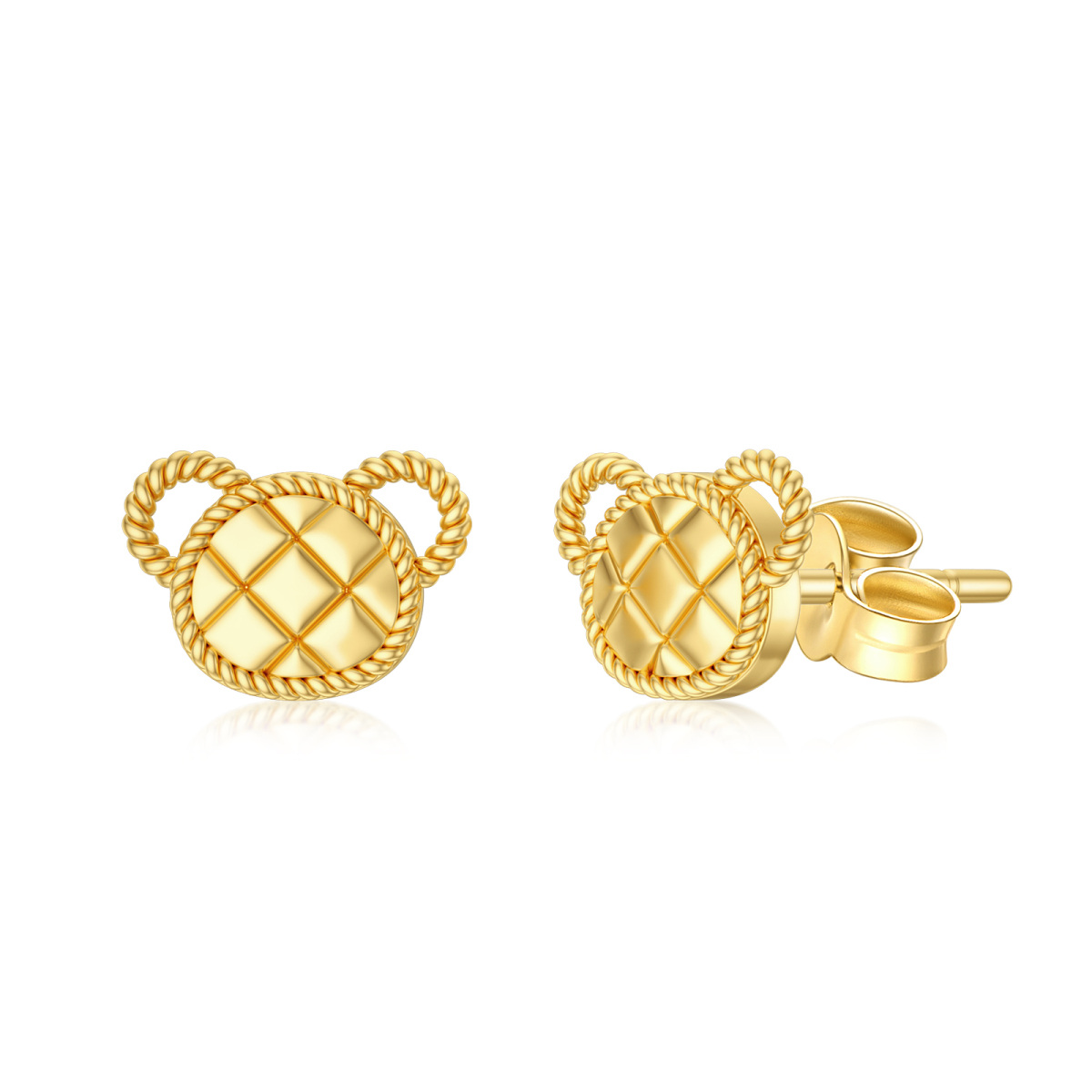 9K Gold Bear Stud Earrings-1
