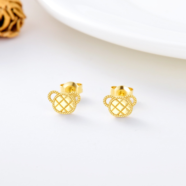 9K Gold Bear Stud Earrings-2