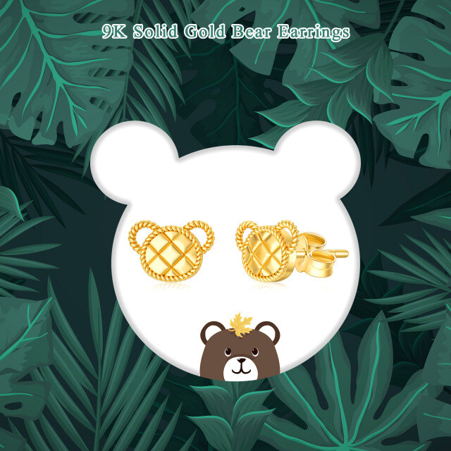 9K Gold Bear Stud Earrings-5