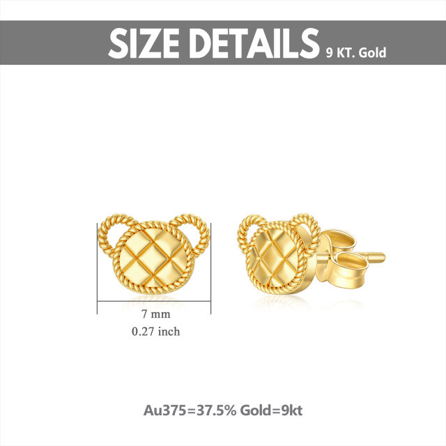 9K Gold Bear Stud Earrings-4