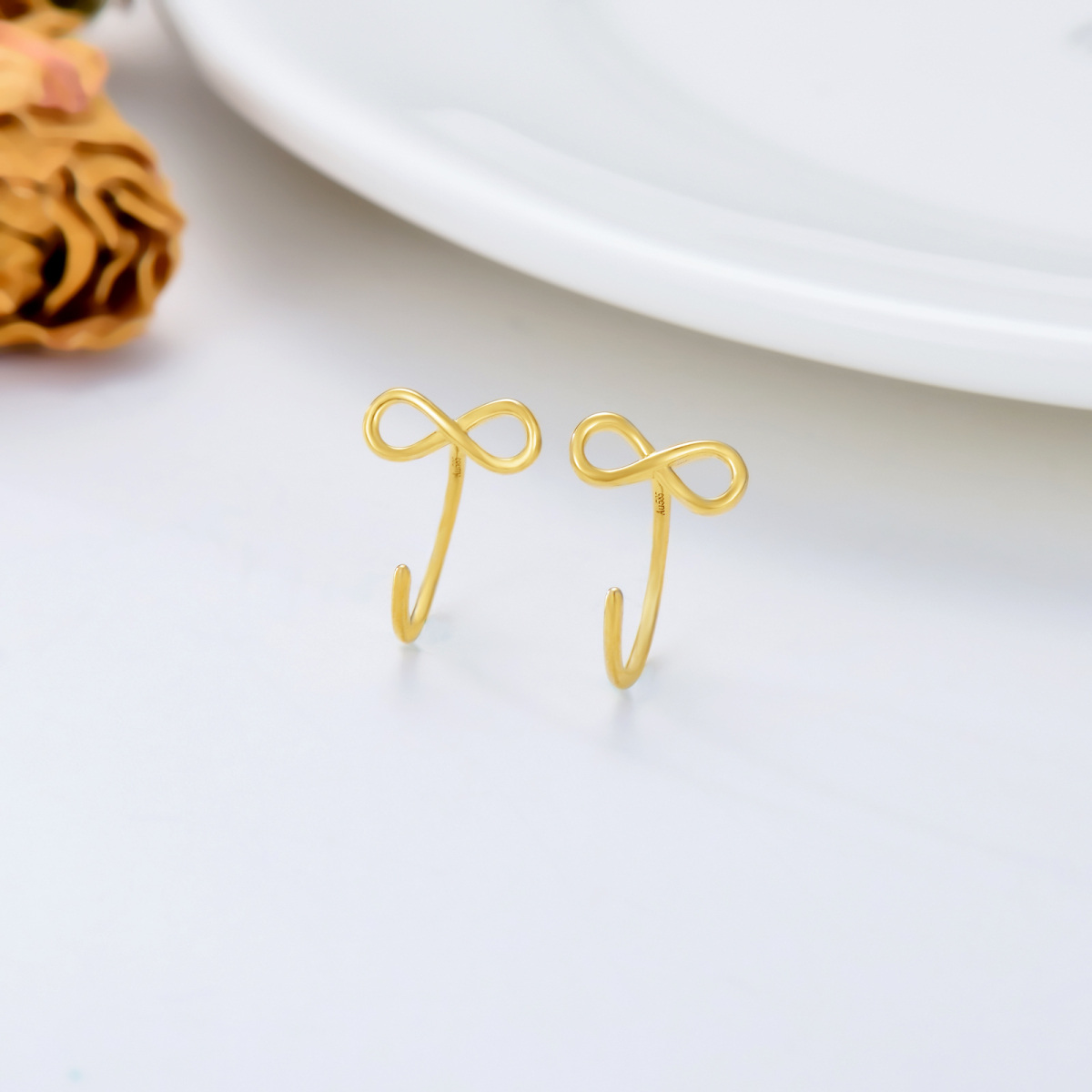 14K Gold Infinity Symbol Drop Earrings-3