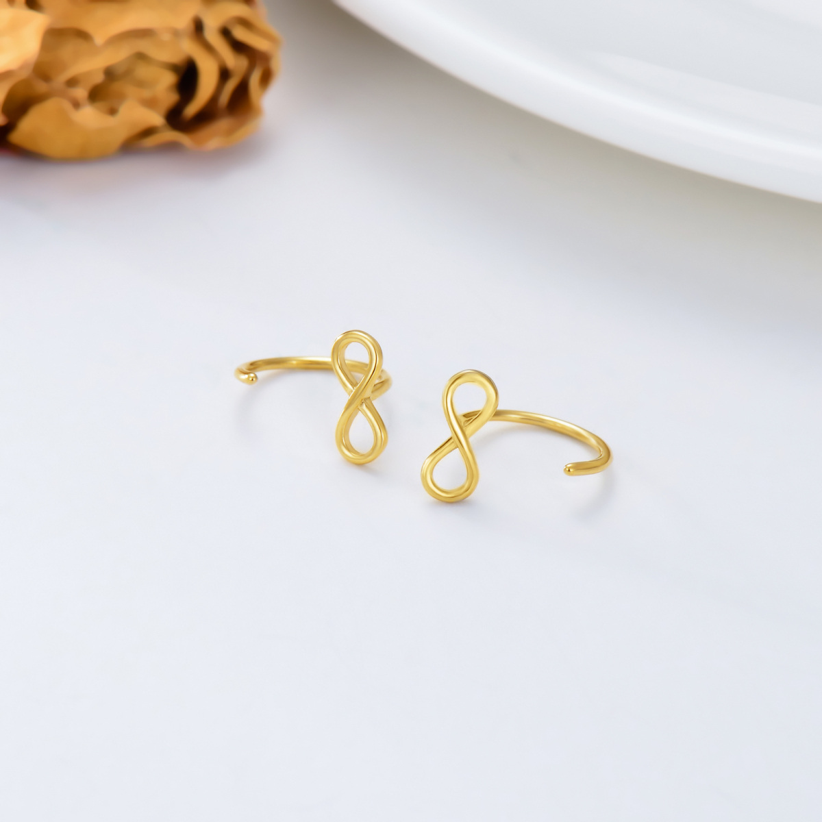 14K Gold Infinity Symbol Drop Earrings-4