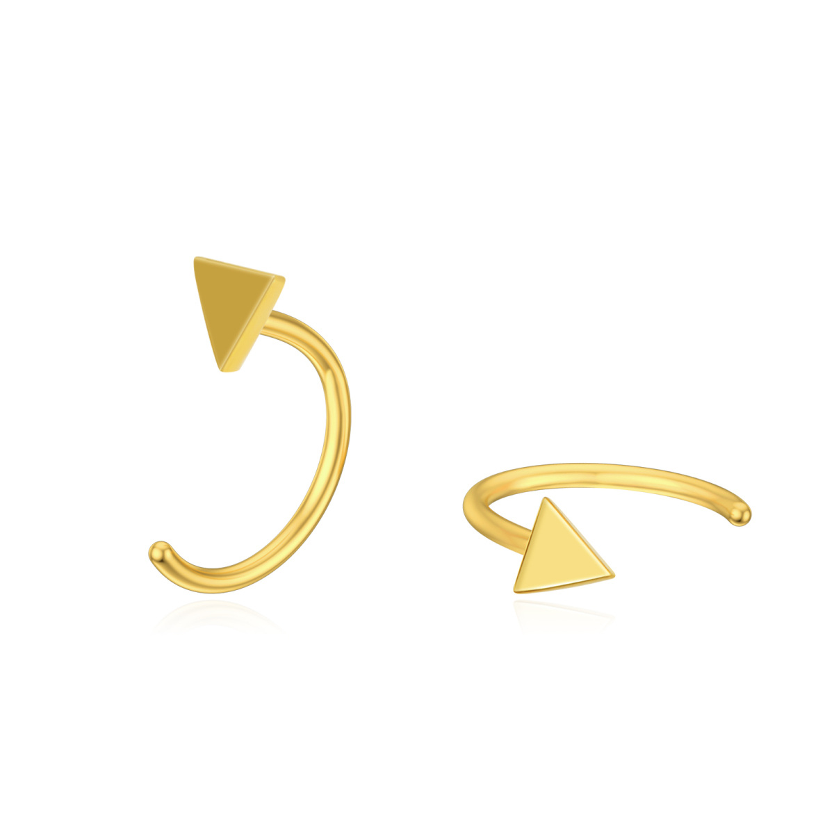 14K Yellow Gold Triangle Half Hoop Earrings Jewelry Gifts ideal for Women-1