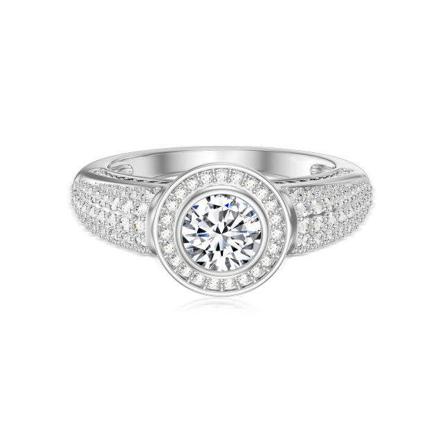 9K White Gold Circular Shaped Diamond Round Wedding Ring-1