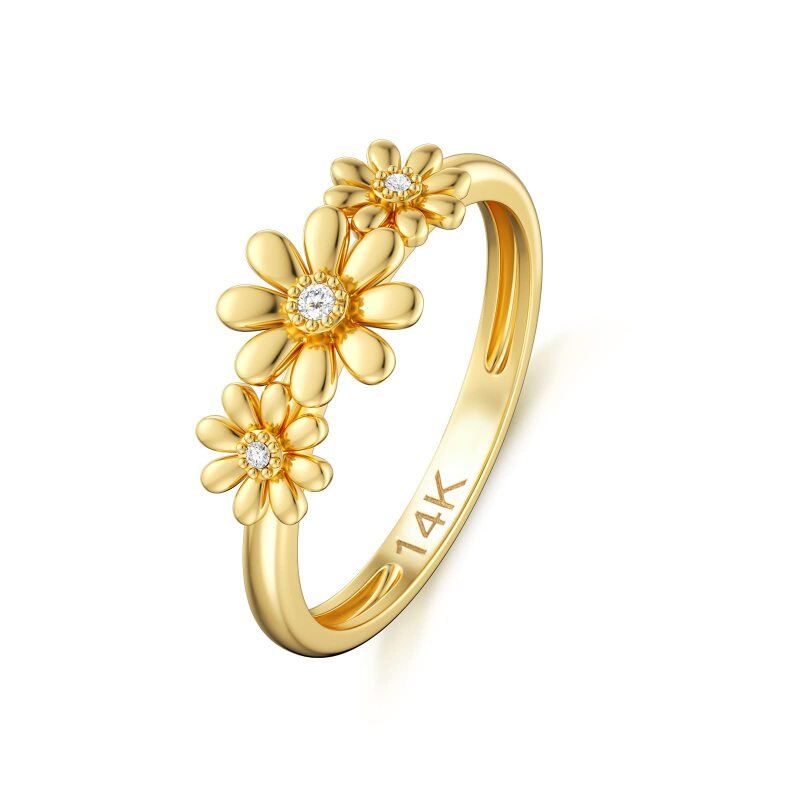 14K Gold Circular Moissanite Daisy Ring