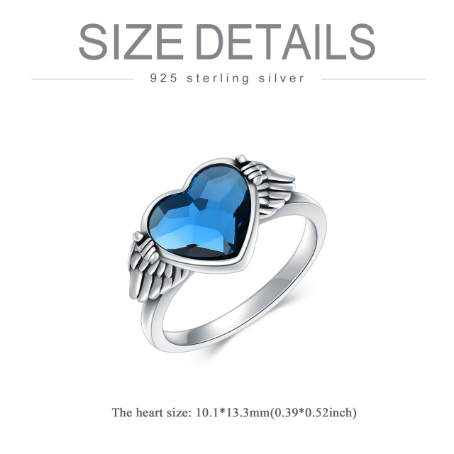 Sterling Silver Heart Crystal Heart Urn Ring-5